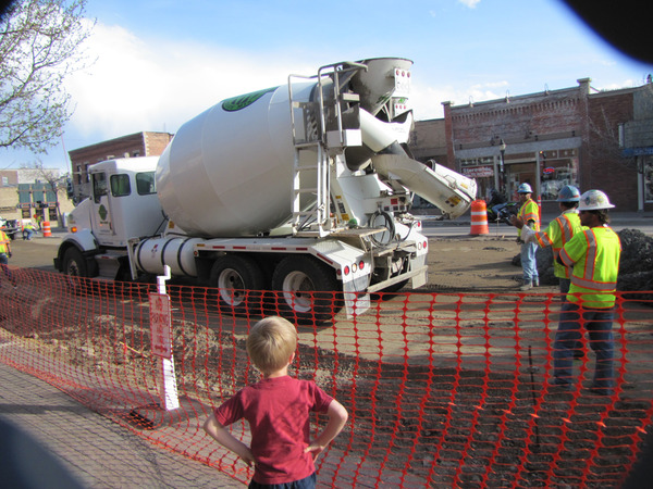 Little Boy watching Main Street Construction