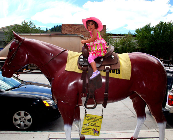 2 Year Old Lightning Rider at F.M. Light and Sons on Main Street, Steamboat Springs, CO | Western Wear for Over 100 Years
