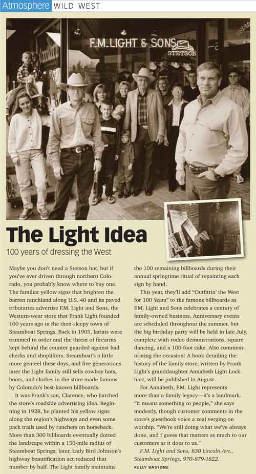 F.M. Light and Sons: Featured in 5280 Magazine's May 2005 Issue