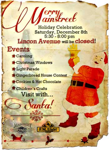 Join Steamboat Springs for the Merry Mainstreet Celebration - December 8th, 2012 5:30-8:00 - Poster by F.M. Light and Sons Join Steamboat Springs for the Merry Mainstreet Celebration - December 8th, 2012 5:30-8:00 - Poster by F.M. Light and Sons