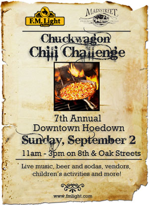 F.M. Light and Sons and MainStreet Steamboat Present: 7th Annual Chuckwagon Chili Challenge - Games, Music, Food, Drink and Activities, September 2, 2012 | Western Wear for Over 100 Years