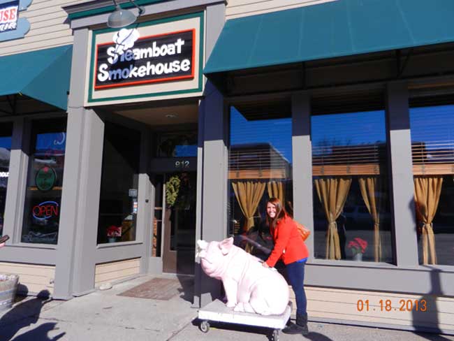 Pictures from Merrie - Customer photo of girl outside Steamboat Smokehouse in Steamboat Springs, CO