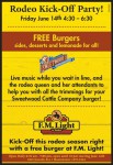 Join F.M. Light and Sons and Sweetwood Cattle Company for a Rodeo Kick-Off Party Friday, June 14 - Free Hamburgers!