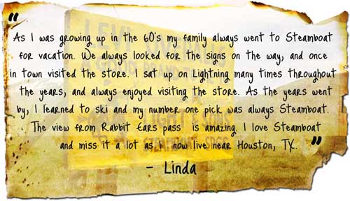 Customer Memory from Linda about F.M. Light and Sons in Steamboat Springs, CO - Western Wear for Over 100 Years