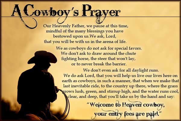 A Cowboy's Prayer | F.M. Light and Sons Updates: Sunday Morning Thought | Western Wear for Over 100 Years