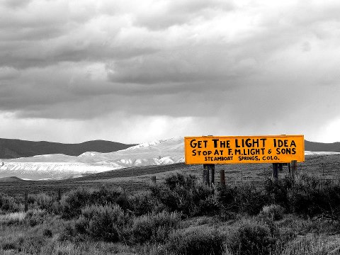 Yellow F.M. Light and Sons Near Wolford Resevoir, Colorado - Western Wear in Steamboat Springs - Photo by Jeff Hall